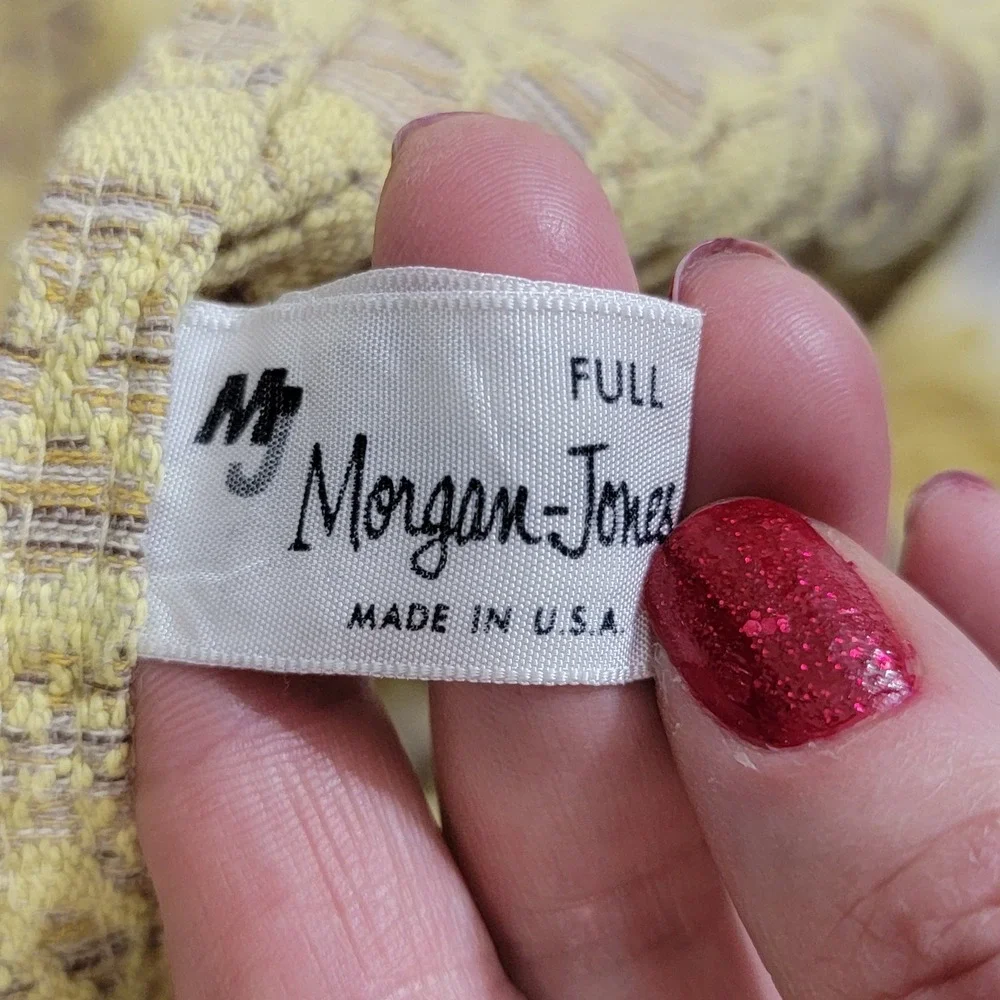 VTG Morgan Jones Matelasse Jacquard Beadspread Yellow‎ Brown Floral Full MCM USA